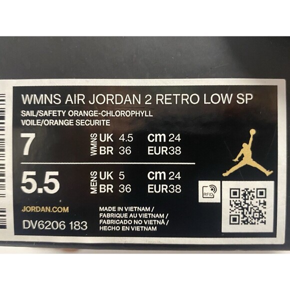 Nike Titan Air Jordan 2 Retro Low SP safety Orange-Green Women’s  7 Original Box - Picture 6 of 6